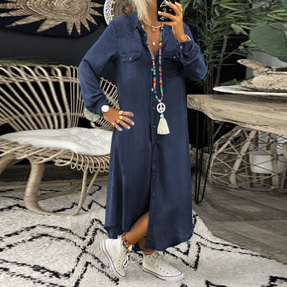 CM | Maxivestido vaquero de manga larga