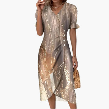 CM | Vestido largo de mujer con estampado floral y cintura recortada