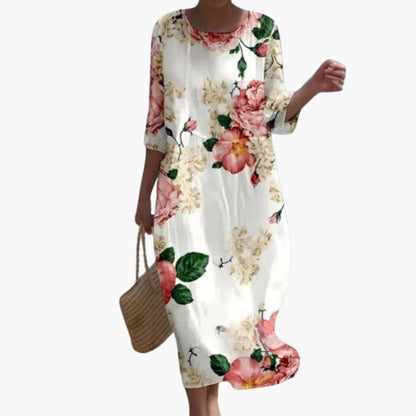 CM | Vestido midi floral de mujer con mangas 3/4 para el verano