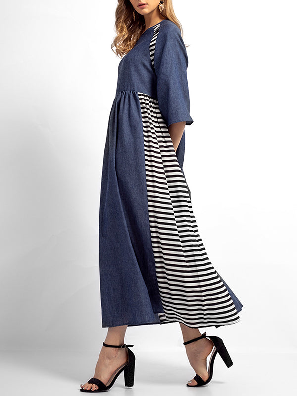 CM | Sabrina vestido monocromo de rayas en línea A