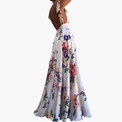 CM | maxi vestido floral sin mangas con espalda abierta