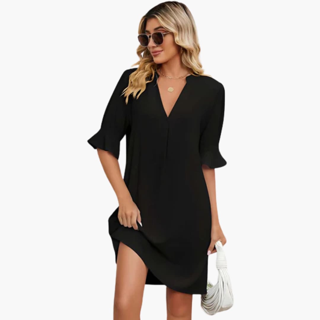 CM | Vestido midi de mujer con escote en V y media manga para el verano