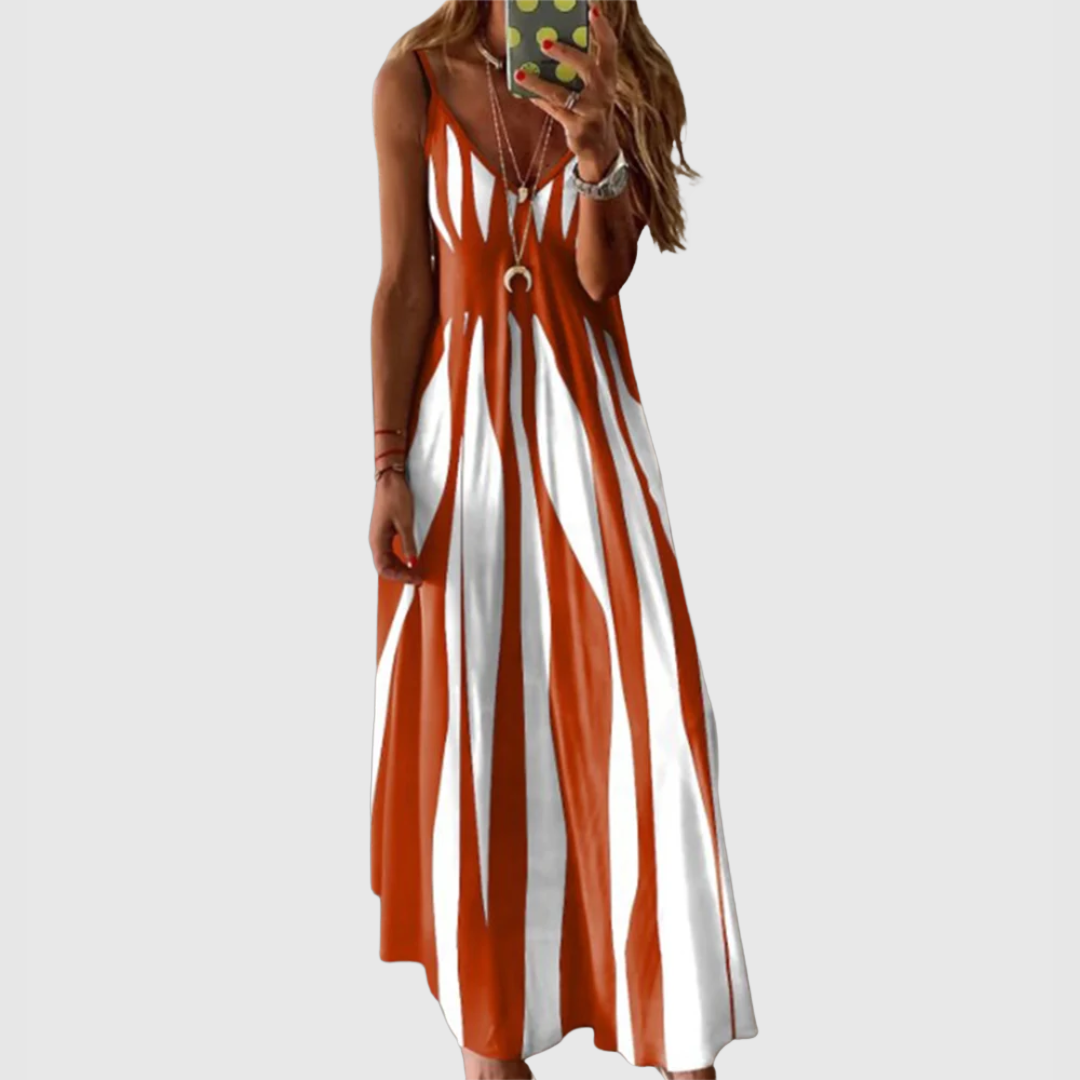 CM | Chic maxi vestido de rayas sin mangas