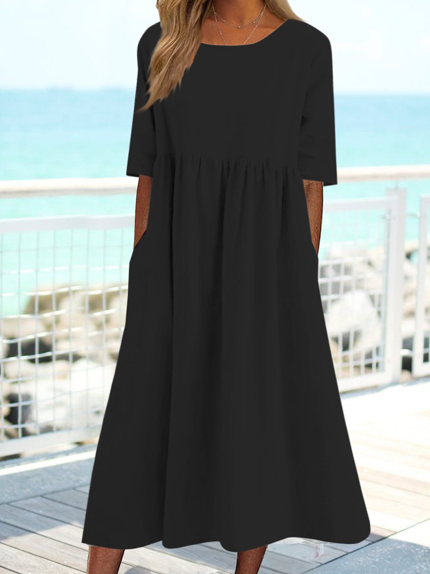 CM | Unicolor Bolso Suelto Vestido Largo MMu17
