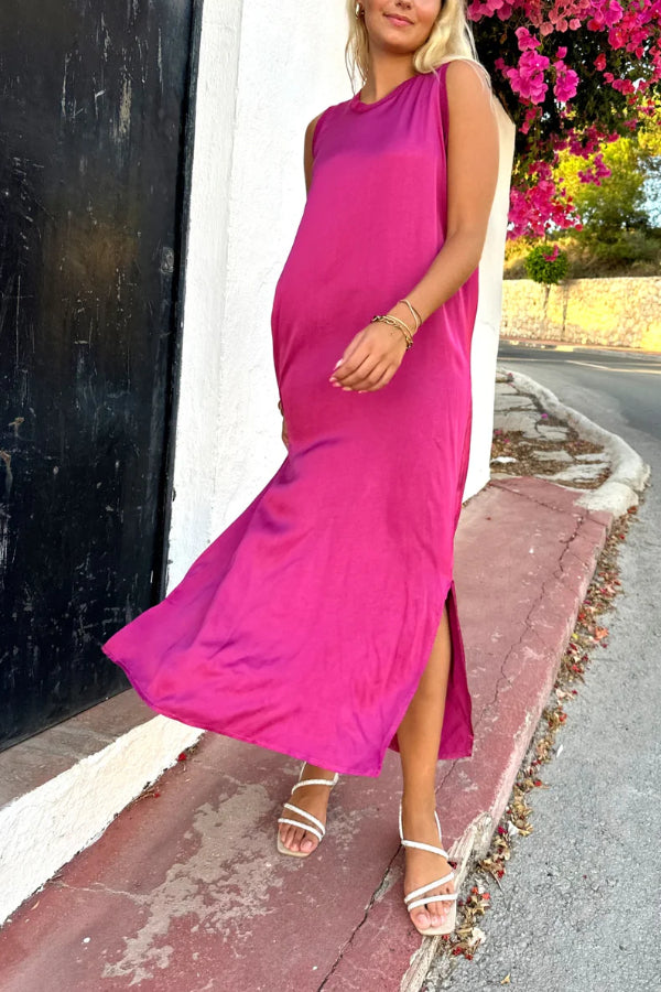 CM | Vestido midi de satén con detalle de costuras