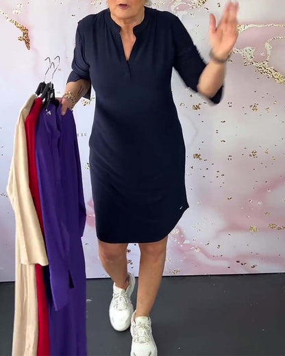 CM | Vestido monocolor con escote en V
