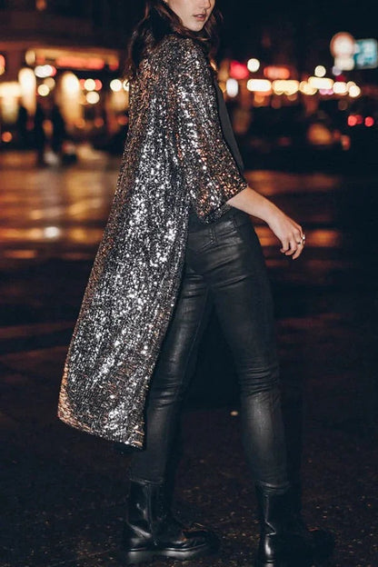 CM | Kimono de lentejuelas con mangas de campana Disco glamour