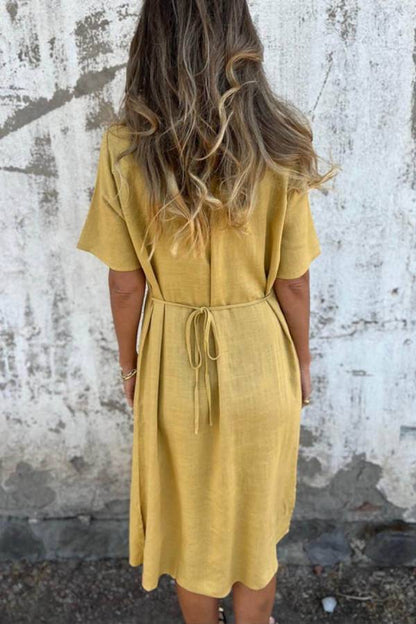 CM | Vestido midi de lino con estampado bohemio