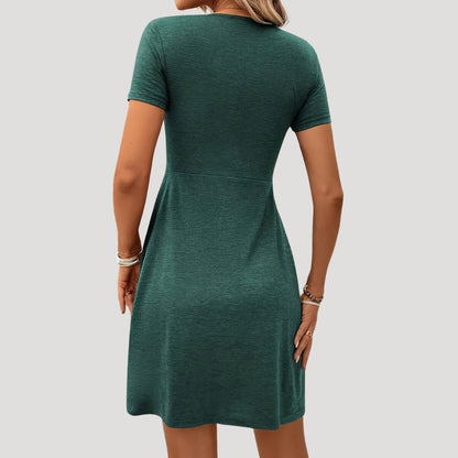 CM | Mini vestido de verano de manga corta con cierre giratorio para mujer