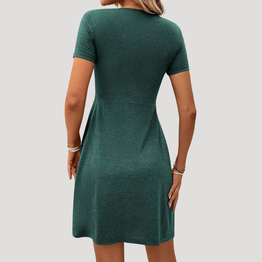 CM | Mini vestido de verano de manga corta con cierre giratorio para mujer
