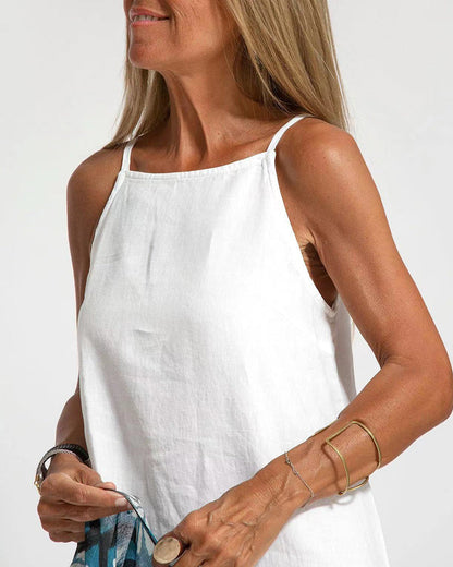 CM | Vestido casual espagueti sin mangas con abertura lateral maxi vestido