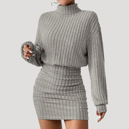 CM | Minivestido de cuello alto de punto elástico para mujer