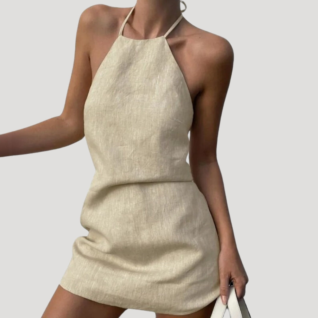 CM | Mini Vestido de Verano de Lino con Cuello