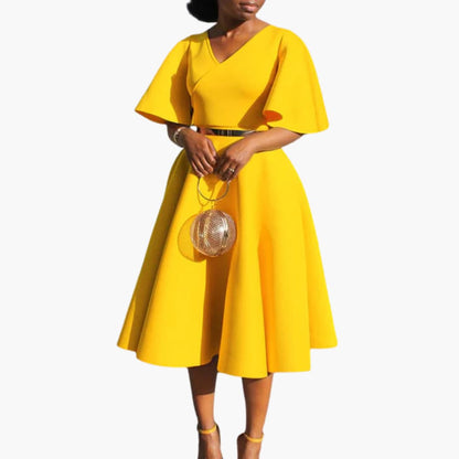 CM | Vestido midi de verano para mujer con bolsillos y manga corta
