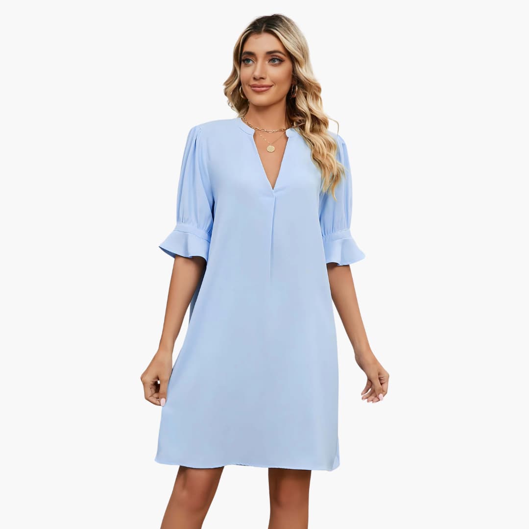 CM | Vestido midi de mujer con escote en V y media manga para el verano