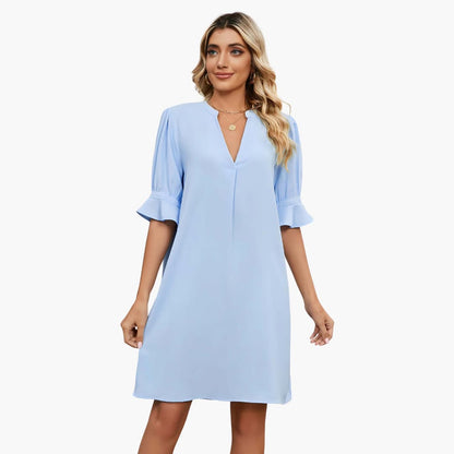 CM | Vestido midi de mujer con escote en V y media manga para el verano