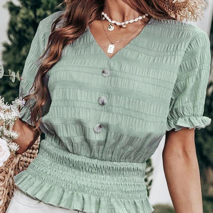 CM | Blusa con cierre de botones y peplum