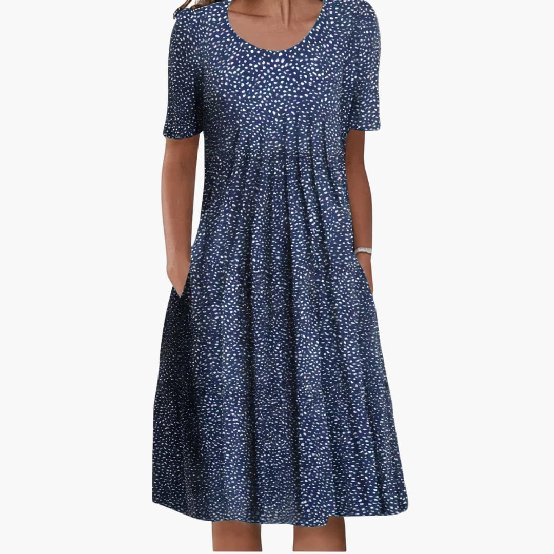 CM | Vestido midi de verano para mujer con estampado floral y manga corta