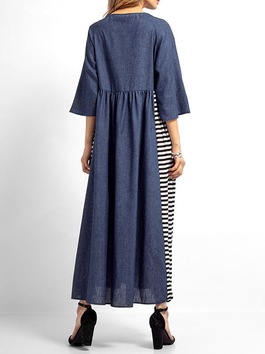 CM | Sabrina vestido monocromo de rayas en línea A