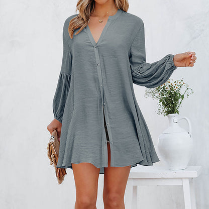 CM | Blusa de señora abotonada de un solo color