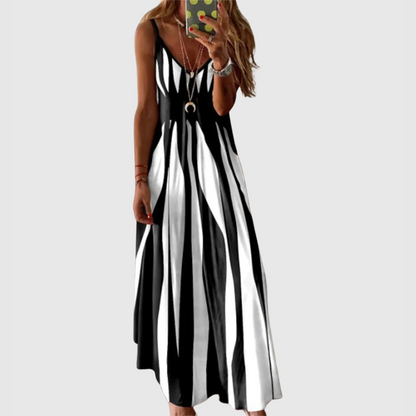 CM | Chic maxi vestido de rayas sin mangas