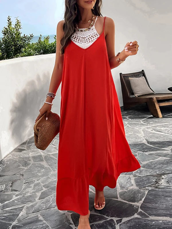 CM | Vestidos largos plisados monocolor sin mangas