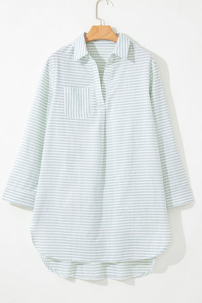 CM | Mini Vestido Camisa Manga Larga Cuello Johnny Rayas
