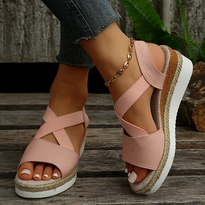 CM | sandalias de cuña correa cruzada plataforma gladiador