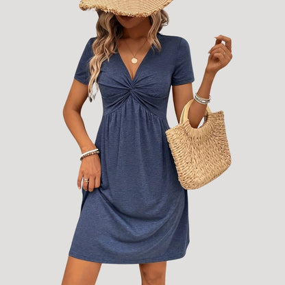 CM | Mini vestido de verano de manga corta con cierre giratorio para mujer