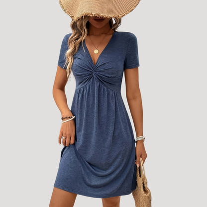 CM | Mini vestido de verano de manga corta con cierre giratorio para mujer