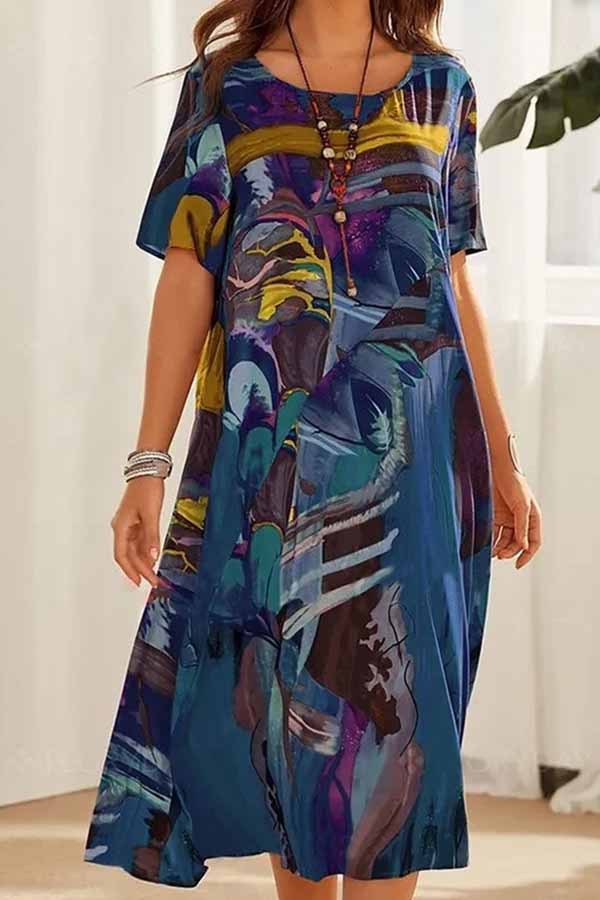 CM | túnica cuello redondo playa suelta maxi vestido