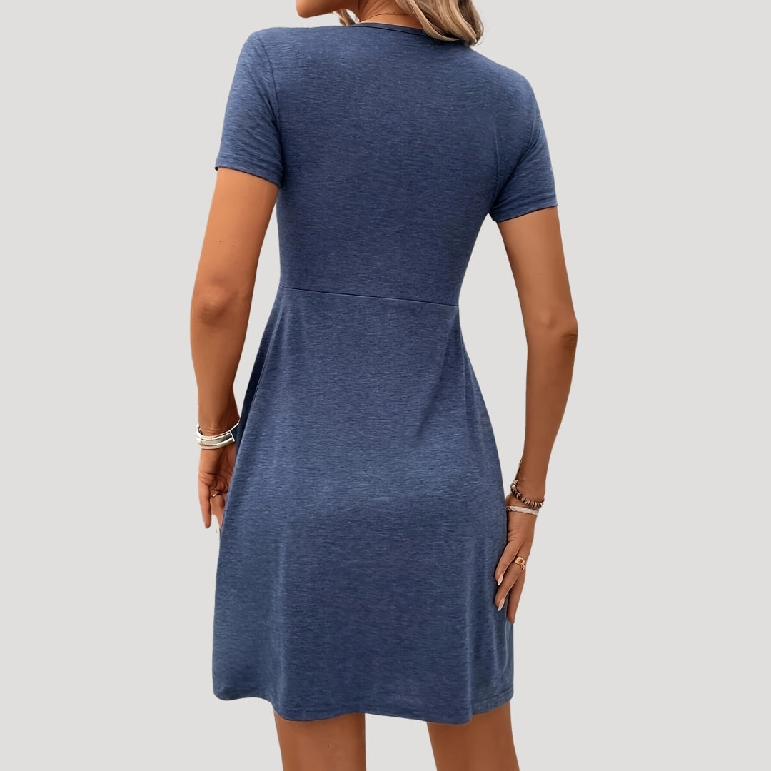 CM | Mini vestido de verano de manga corta con cierre giratorio para mujer
