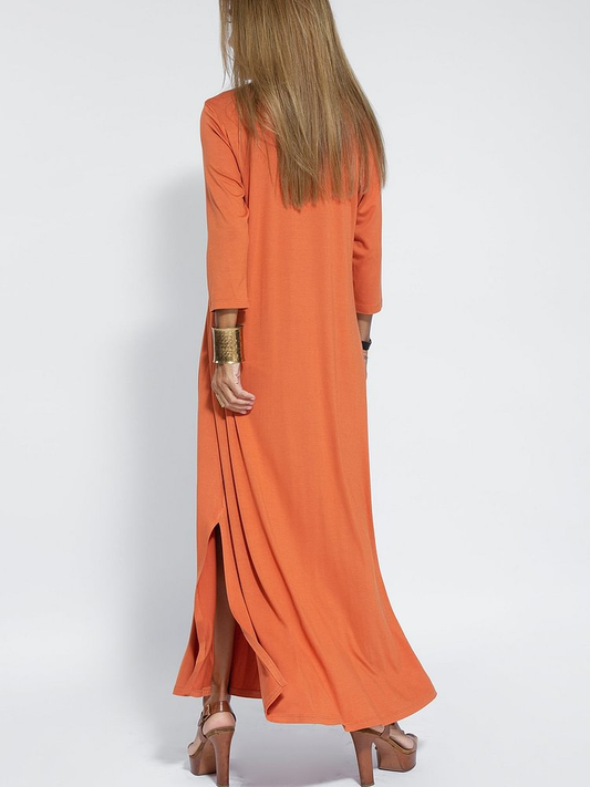 CM | Vestido casual, monocromático y cómodo con escote en V