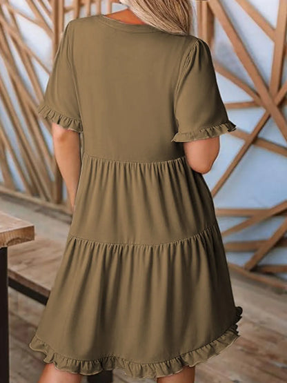 CM | Minivestido de manga corta con escote escalonado