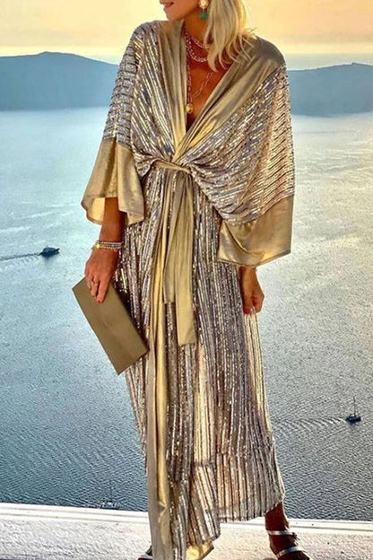 CM | Tardes de ensueño Estilo Corte Retro Kimono Fiesta Maxi Vestido