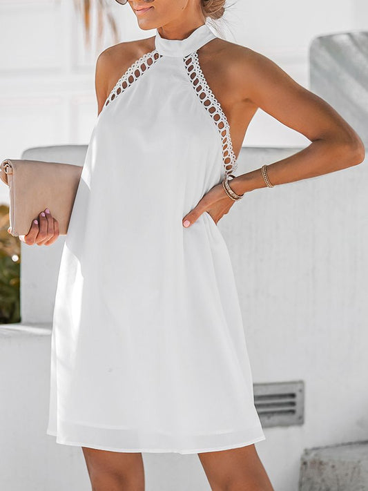 CM | Mini vestido de encaje blanco