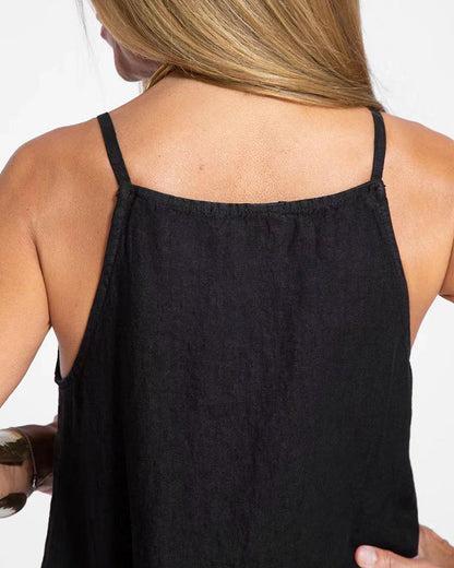 CM | Vestido casual espagueti sin mangas con abertura lateral maxi vestido