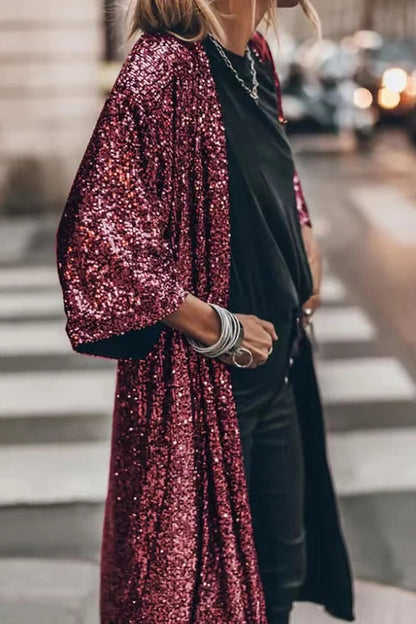 CM | Kimono de lentejuelas con mangas de campana Disco glamour