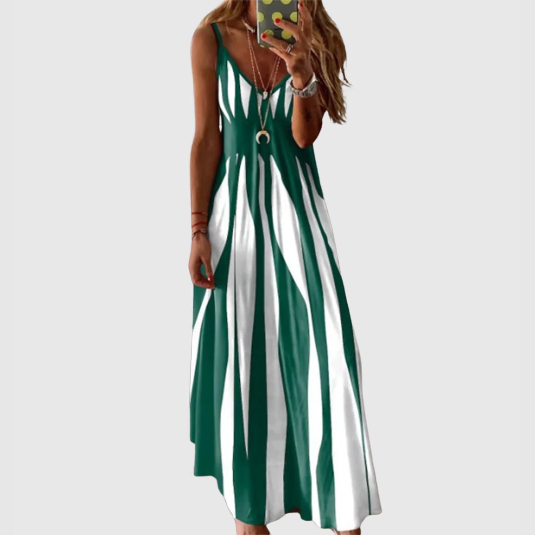 CM | Chic maxi vestido de rayas sin mangas