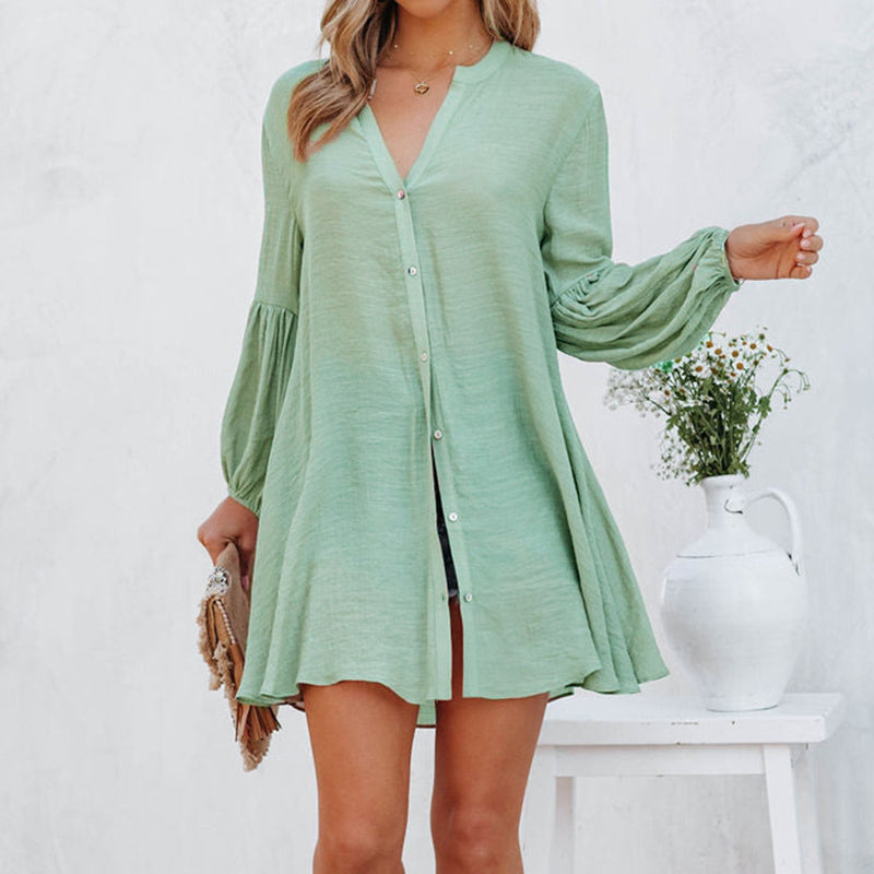 CM | Blusa de señora abotonada de un solo color