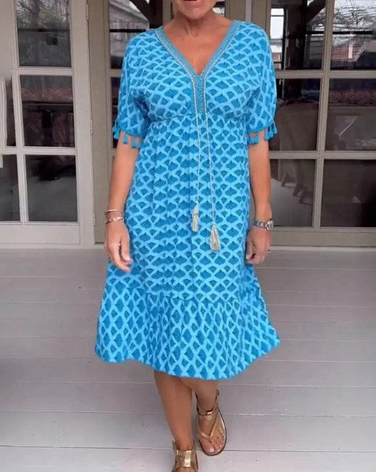 CM | Vestido midi cómodo y holgado con escote en V