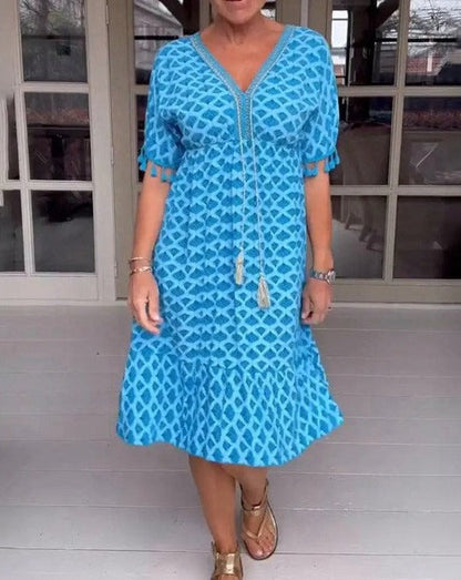 CM | Vestido midi cómodo y holgado con escote en V
