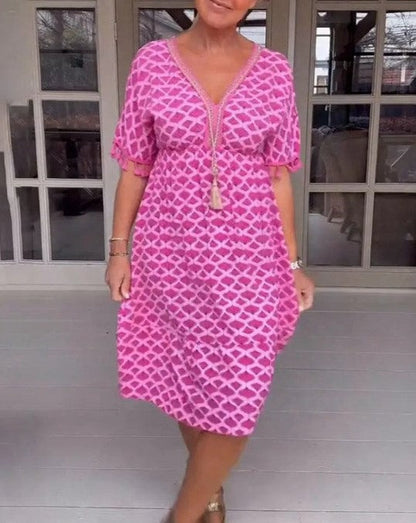 CM | Vestido midi cómodo y holgado con escote en V