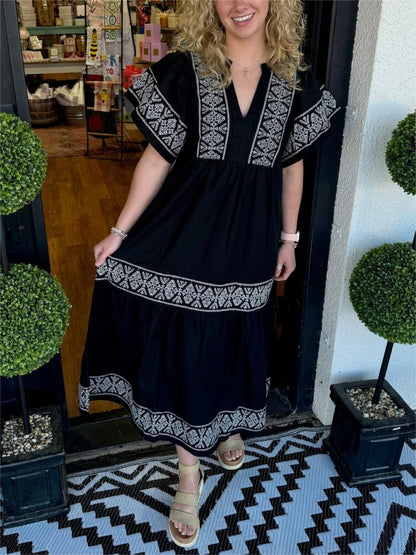 CM | Vestido largo bohemio con escote en V