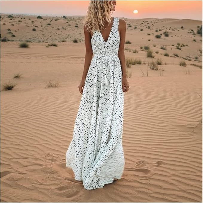 CM | Maxi Vestido Boho Lunares