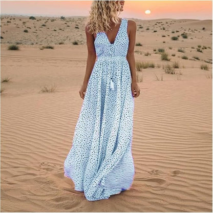 CM | Maxi Vestido Boho Lunares