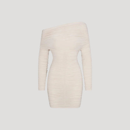 CM | Minivestido bodycon de mujer sin hombros con volantes