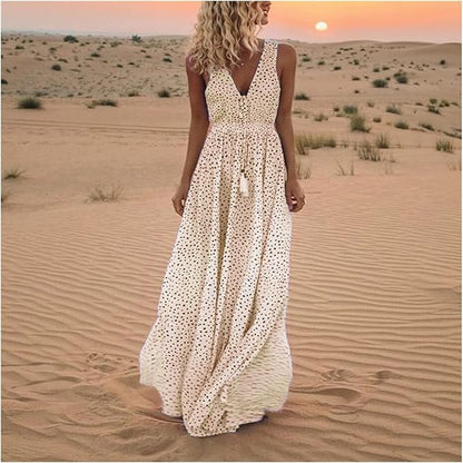 CM | Maxi Vestido Boho Lunares