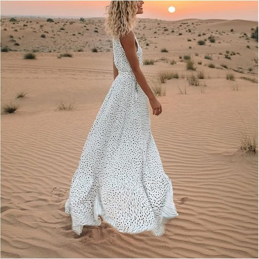 CM | Maxi Vestido Boho Lunares