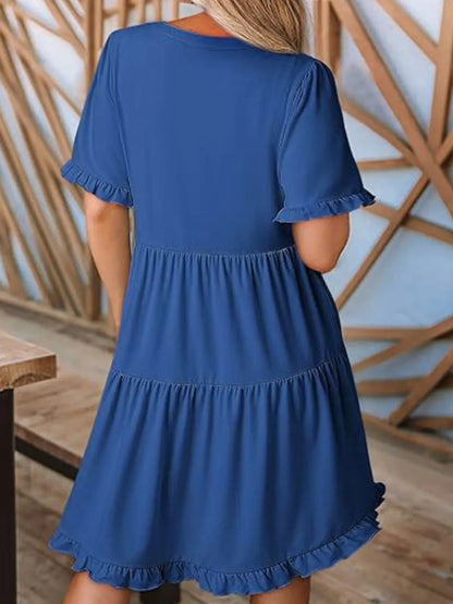 CM | Minivestido de manga corta con escote escalonado